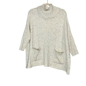 Loft cream confetti (gold & blue) cowl neck sweater & 3/4 length sleeves. Size S